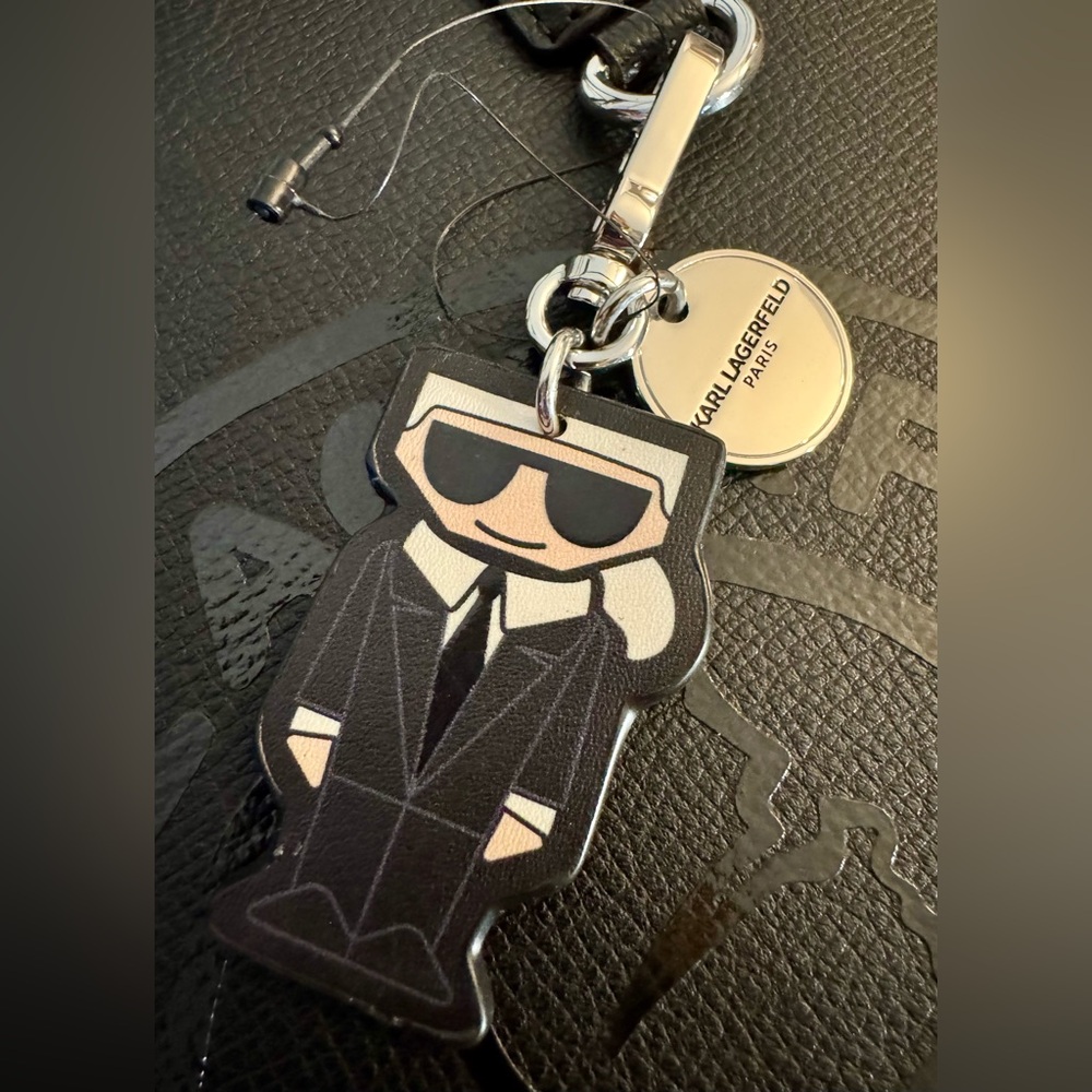 Karl Lagerfeld Paris Nouveau Tote Crossbody Black with Silver Hardware & Charm